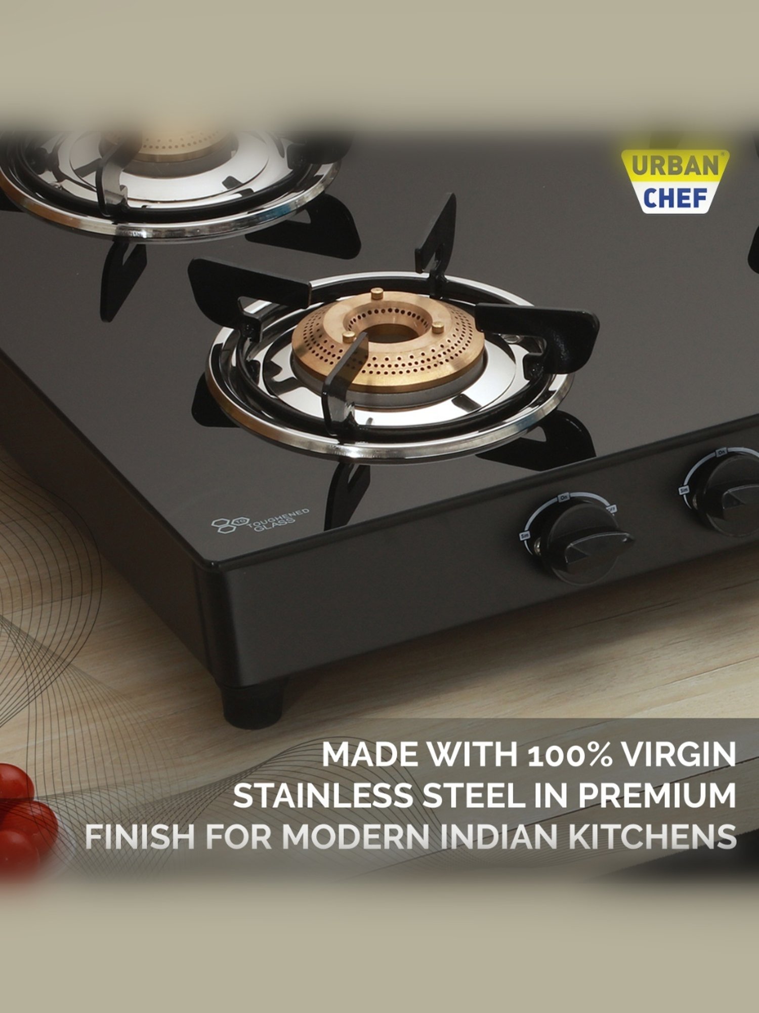 Urban Chef Gas Stove with 4 burners ( Black )