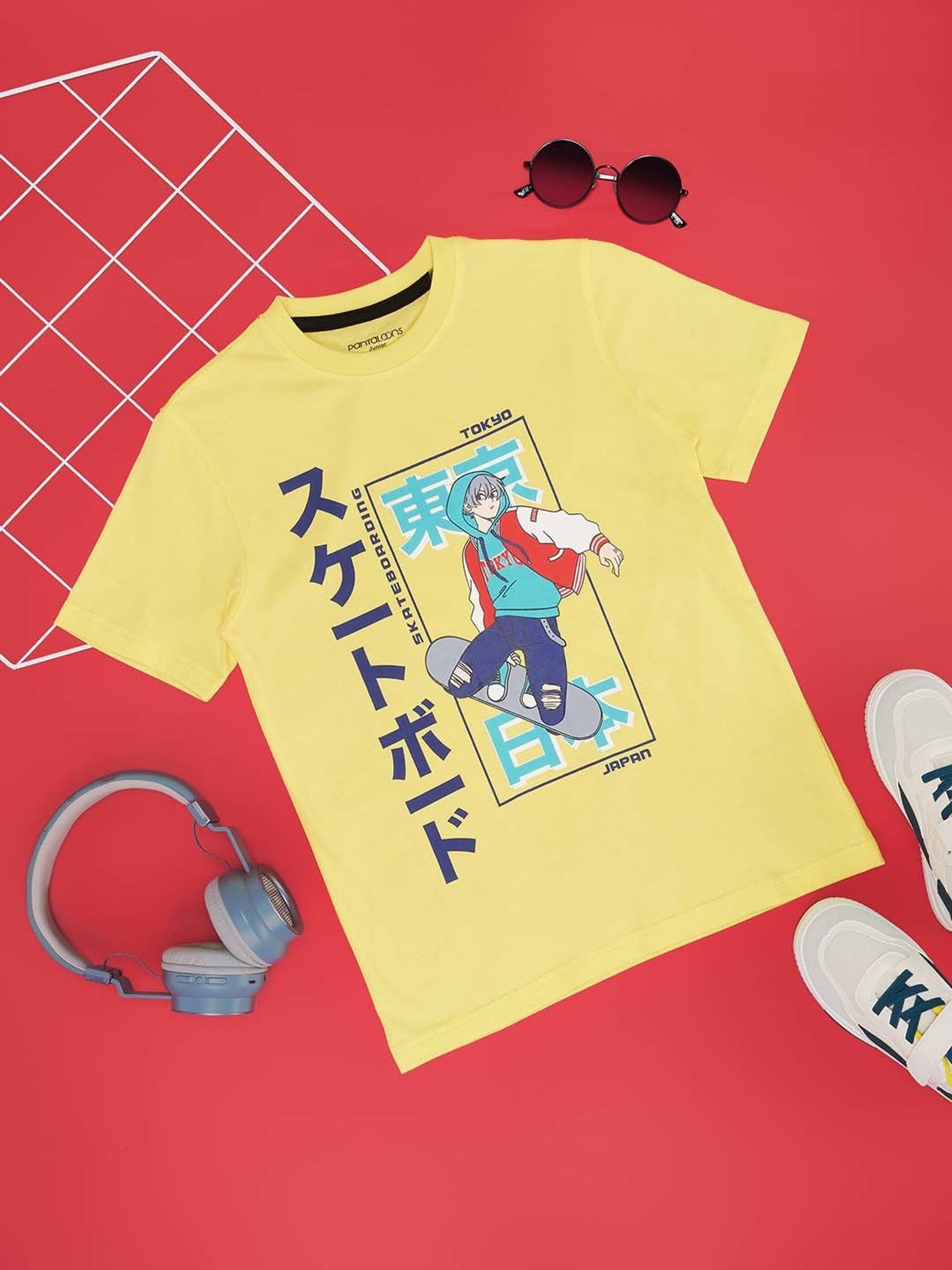 Pantaloons Junior Kids Yellow Cotton Printed T-Shirt