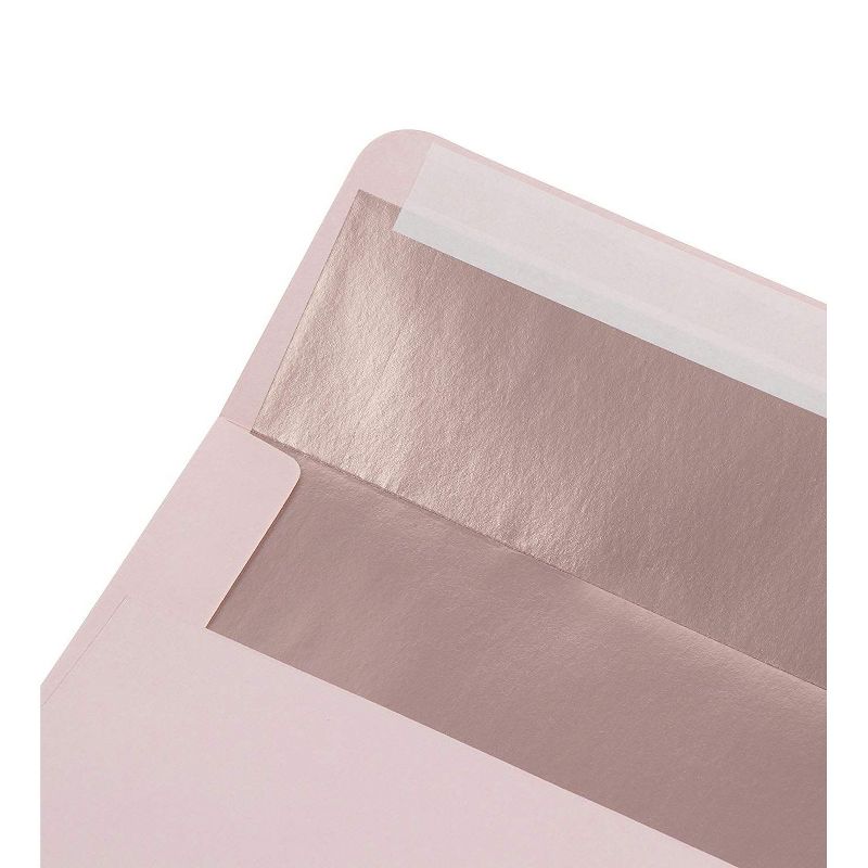 50-Pack A7 Invitation Envelopes for 5x7 Cards with Rose Gold Foil Lining for Announcement & Wedding, Blush Pink