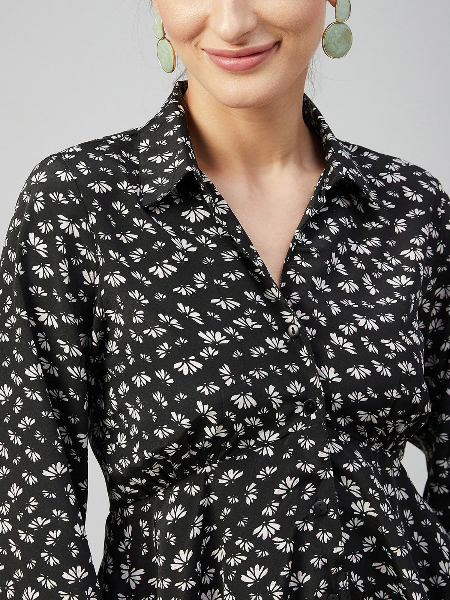 Rare Black Floral Print Top