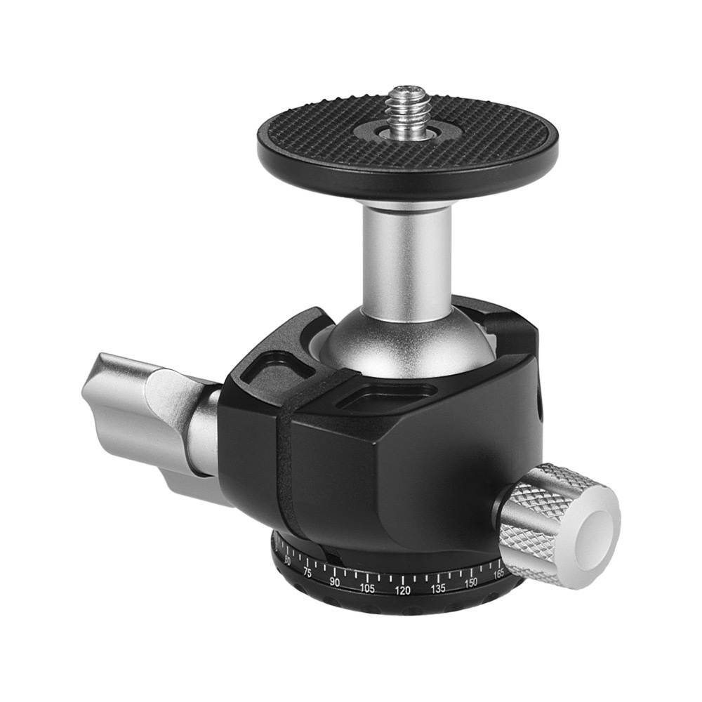 Andoer D-25 CNC Machining Aluminum Alloy Double Notch Ball Head Mini Ballhead Low Center of Gravity for Manfrotto etc Tripod Monopod for Canon Nikon Sony DSLR ILDC Cameras Max Load Capacity 10kg