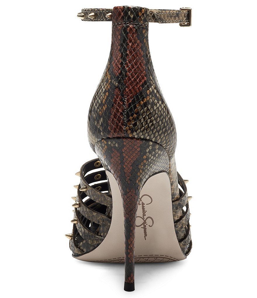 Jessica Simpson Westah Snake Print Studded Ankle Strap Pumps