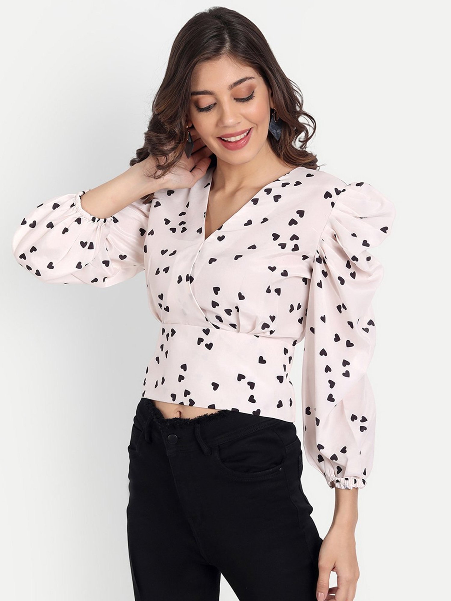 MASAKALI.CO Light Pink Printed Crop Top