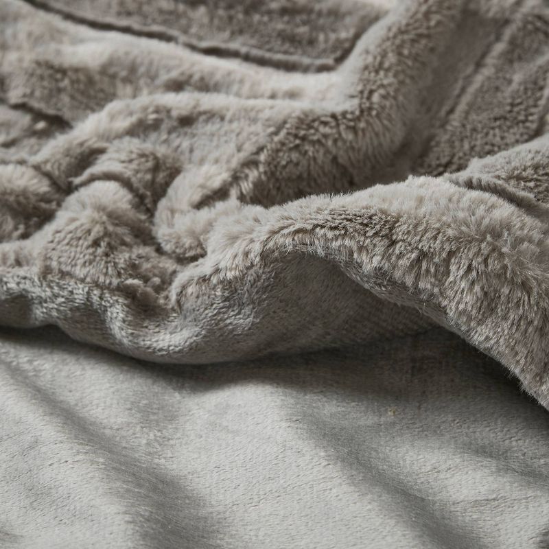 50"x60" Polar Solid Faux Fur Throw Blanket Gray