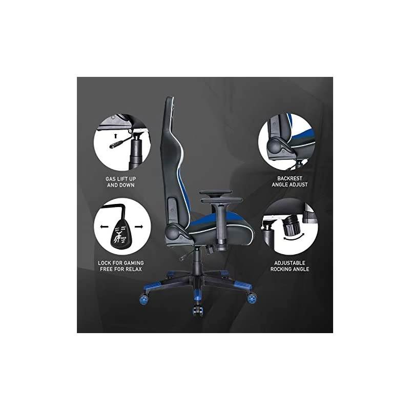 Gaming Chair GP Series- Professional & Textured- Gaming/Streaming - Long time Sitting- Inspired by Racing car- Ergonomic Design- Rocking Function (Blue)