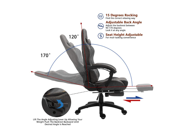 Dowinx Gaming Chair Office Chair PC Chair with Massage Lumbar Support, Racing Style PU Leather High Back Adjustable Swivel Task Chair with Footrest (Black&Red)