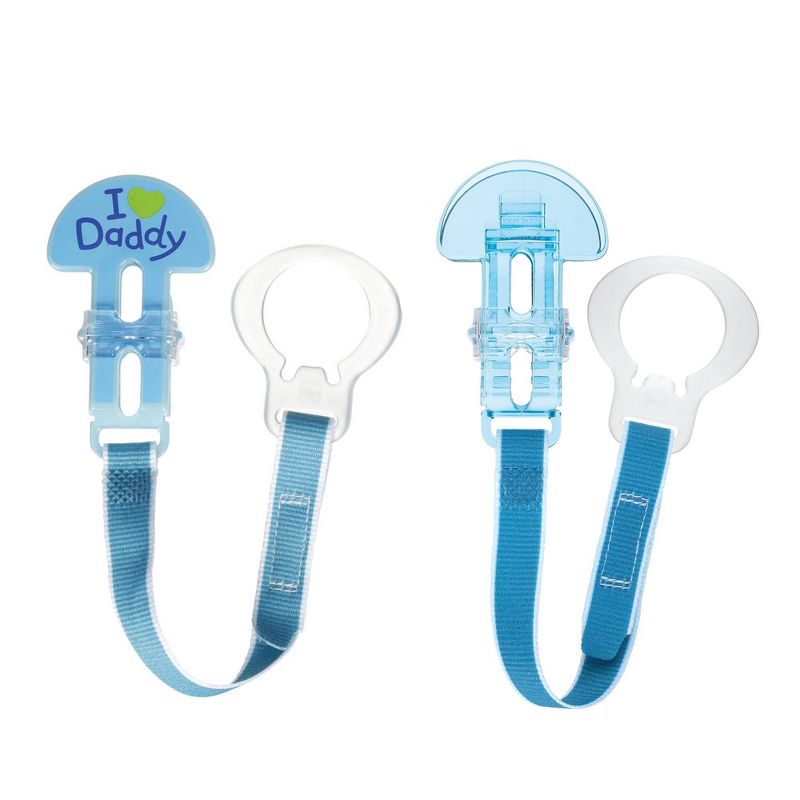MAM Love & Affection Daddy Pacifier Clip, All Ages - 2ct Blue