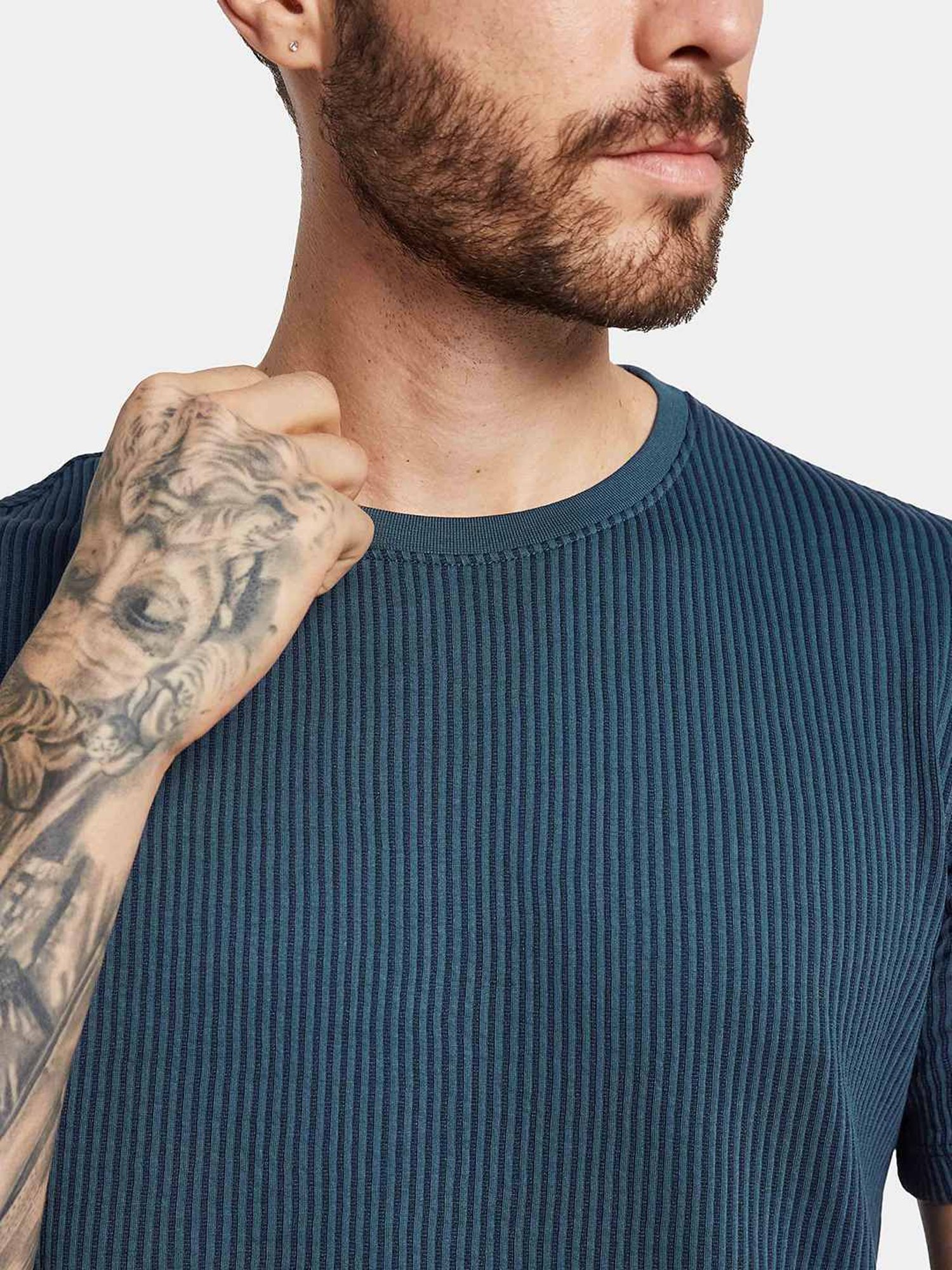 Octave Airforce Cotton Regular Fit Striped T-Shirt