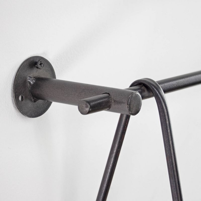 7" x 24" Set of 2 Rustic Wall Art Wood and Metal Hanging Shelves Brown - Crystal Art Gallery