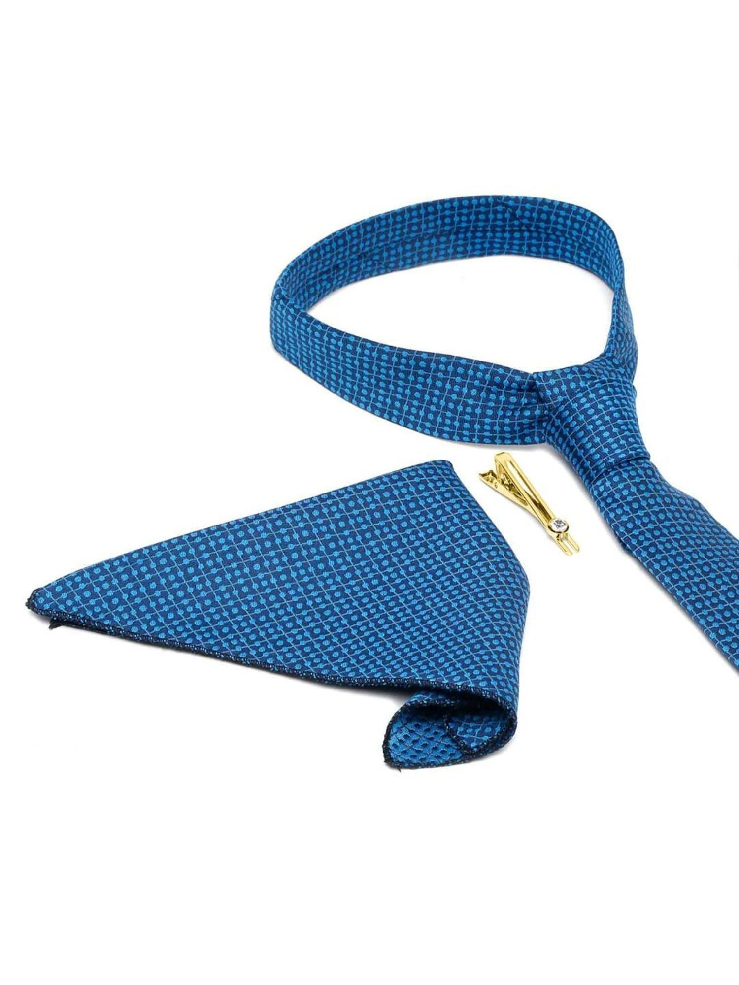 Louis Stitch Blue Embroidered Necktie Gift Set - Set of 3