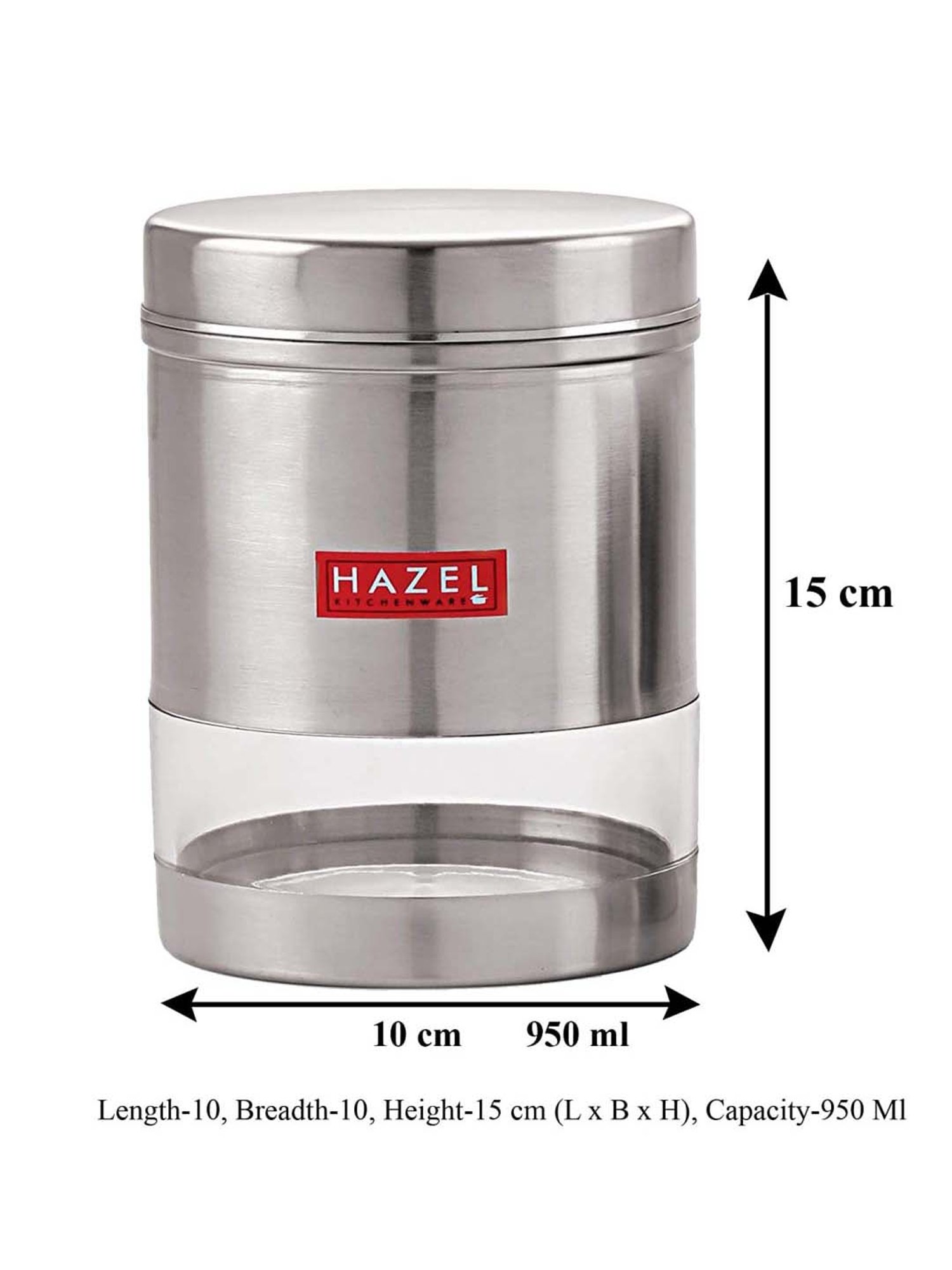 HAZEL Silver Stainless Steel Storage Container (950 ml) - Set of 1