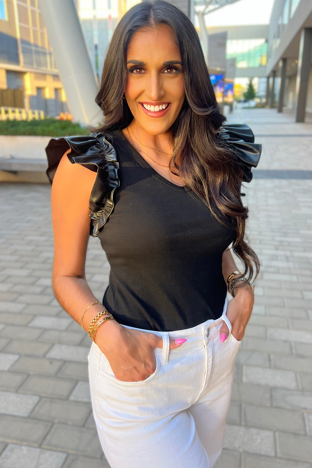 Rose Red Rhinestone Mesh Long Sleeve Bodysuit