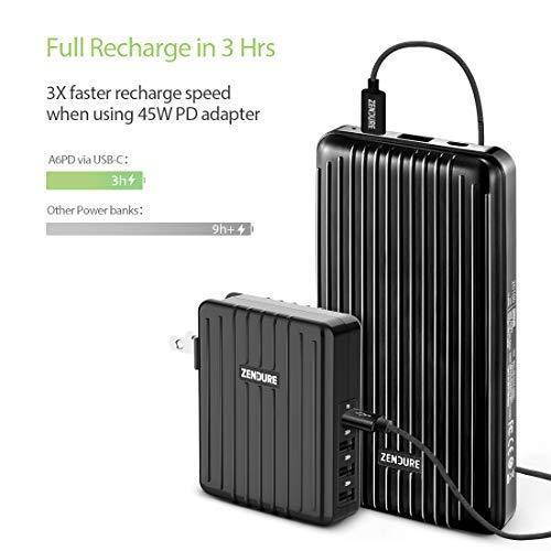 Zendure A6PD 20,100 mAh Portable Charger with USB-c input/output - Black