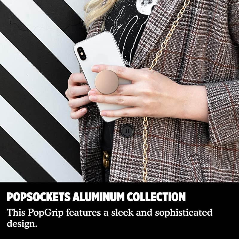PopGrip with Swappable Top for Phones Tablets Aluminum Rose Gold