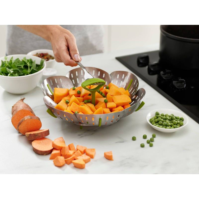 Joseph Joseph Bloom Steel Stainless Steel Folding Steamer Basket - Green