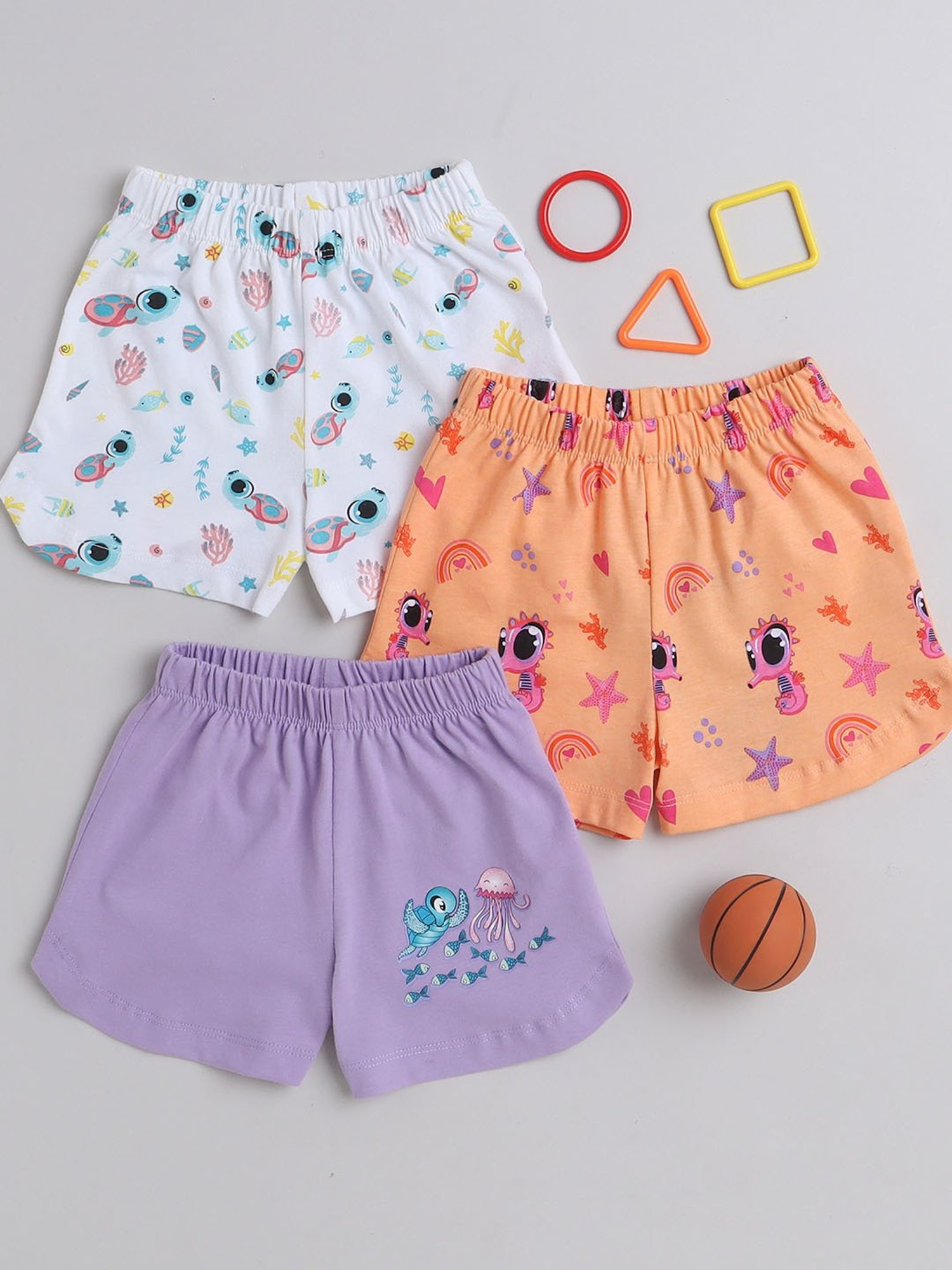 Bumzee Kids Multicolor Printed Shorts (Pack Of 3)