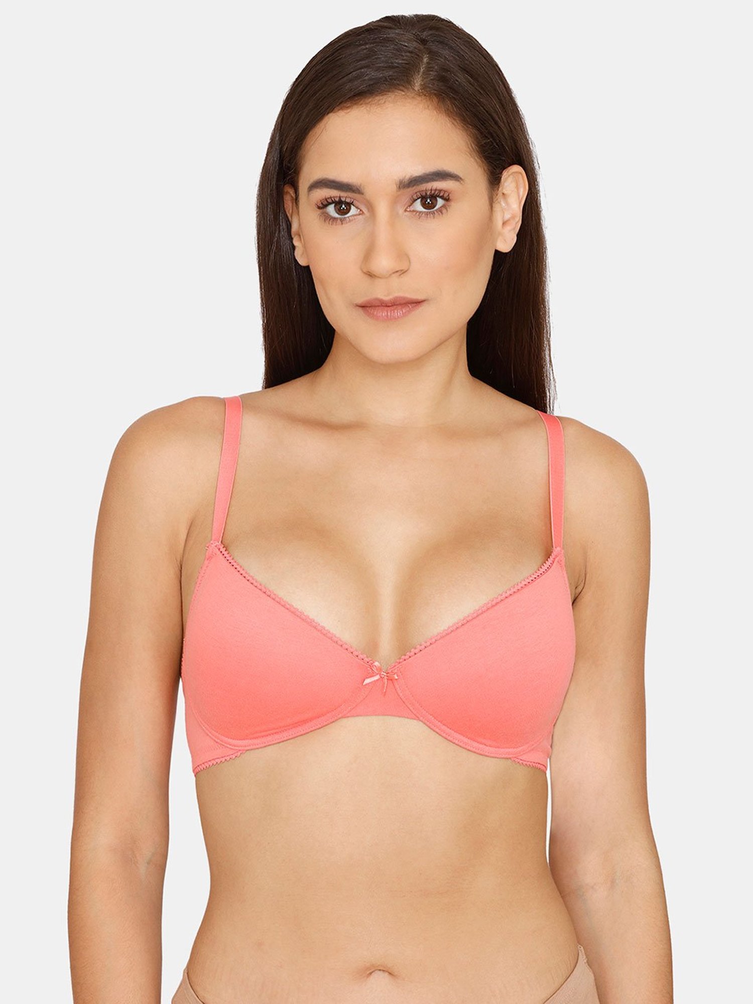 Rosaline by Zivame Peach Non Wired Padded T Shirt Bra