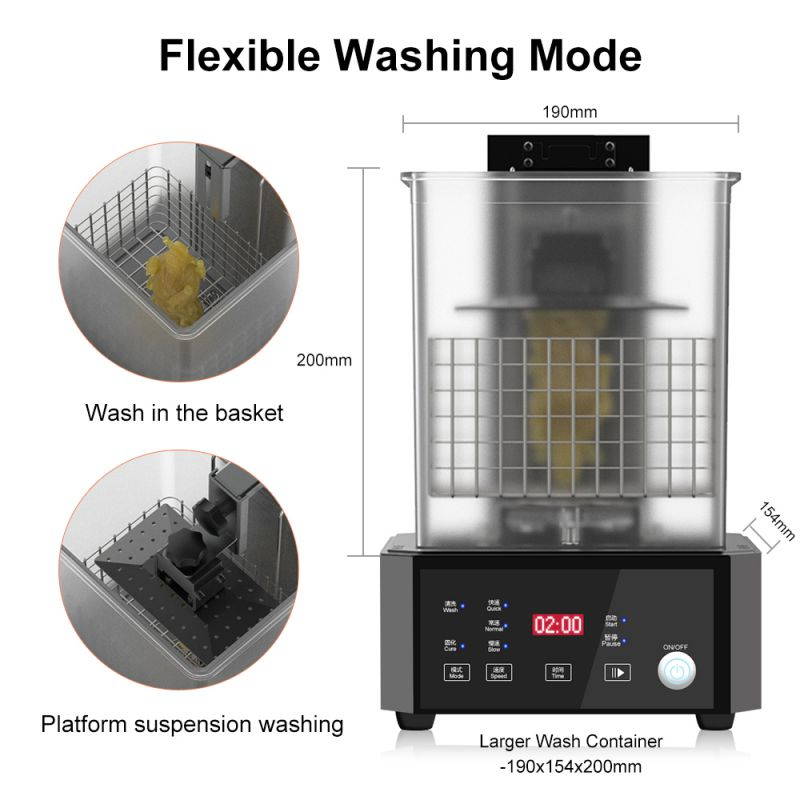 Creality Official All-in-one UV Curing and Washing Machine for SLA/DLP/LCD 3D Printed Resin Models, Three Gears Adjustable Speed, with Magnetic 360&deg;Rotatable Platform and Large Size Washing Container