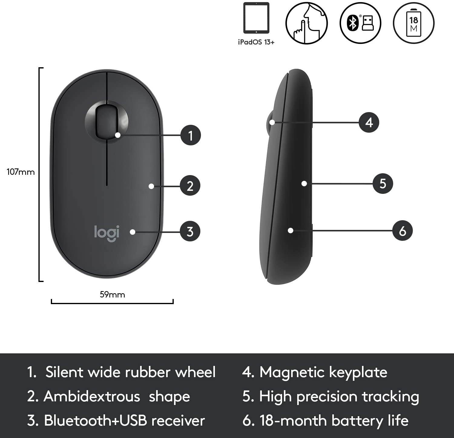 Logitech K380 + M355 Wireless Keyboard and Mouse Combo-Slim portable design quiet clicks long battery life Bluetooth connectivity multi device with Easy-Switch for Mac Chrome OS Windows-Graphite