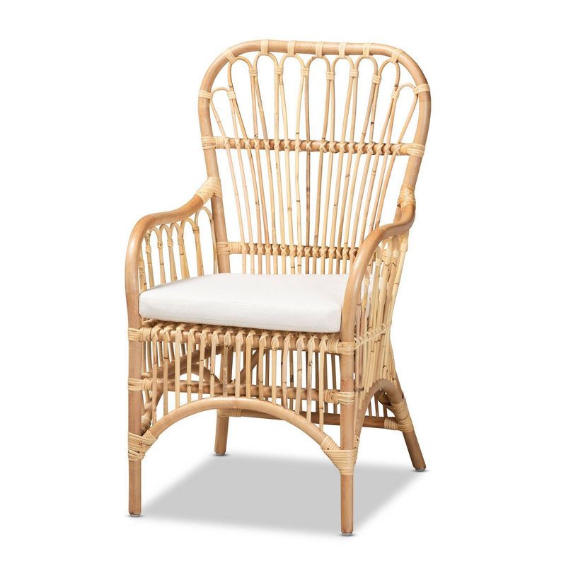 Aya Rattan Armchair Natural/White - Baxton Studio