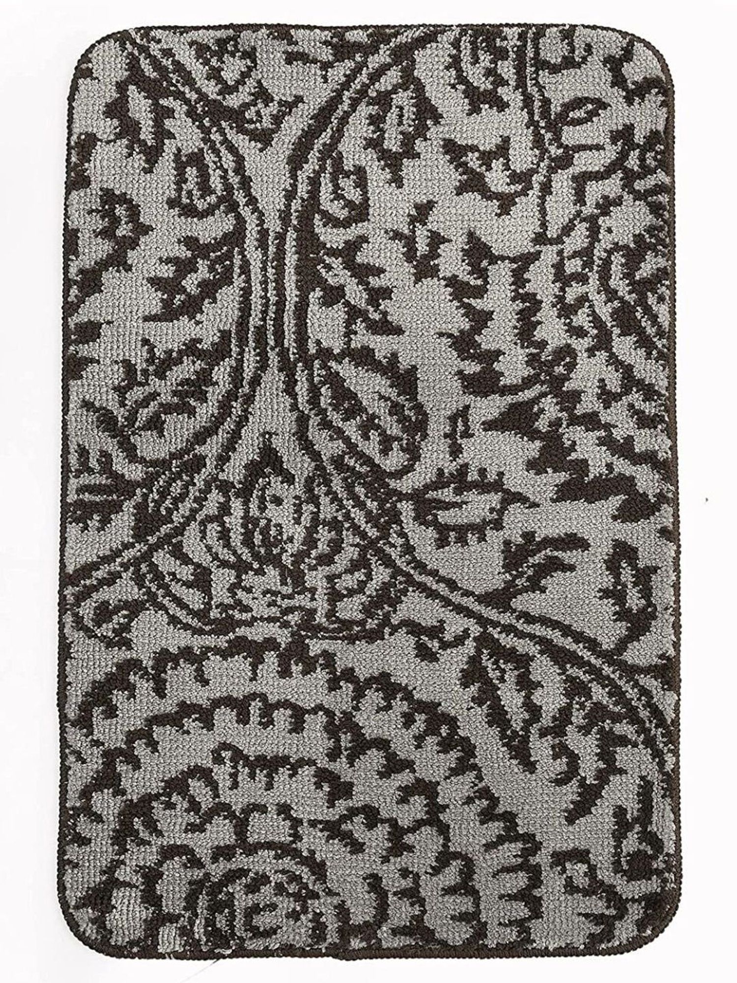 Saral Home Grey Microfiber Abstract Bath Mat 45X70 cm