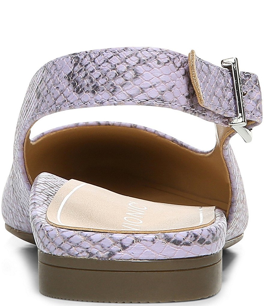Vionic Jade Snake Print Leather Slingback Flats
