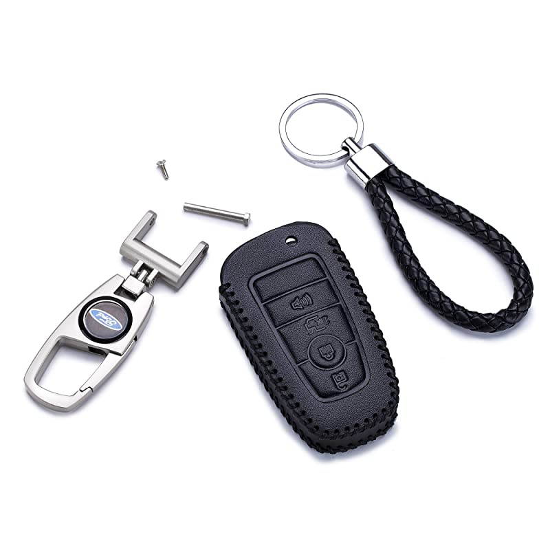 Key fob Skin Key Cover Remote Case Protector Shell for 2017 Ford Fusion Smart Remote Ford1 Black