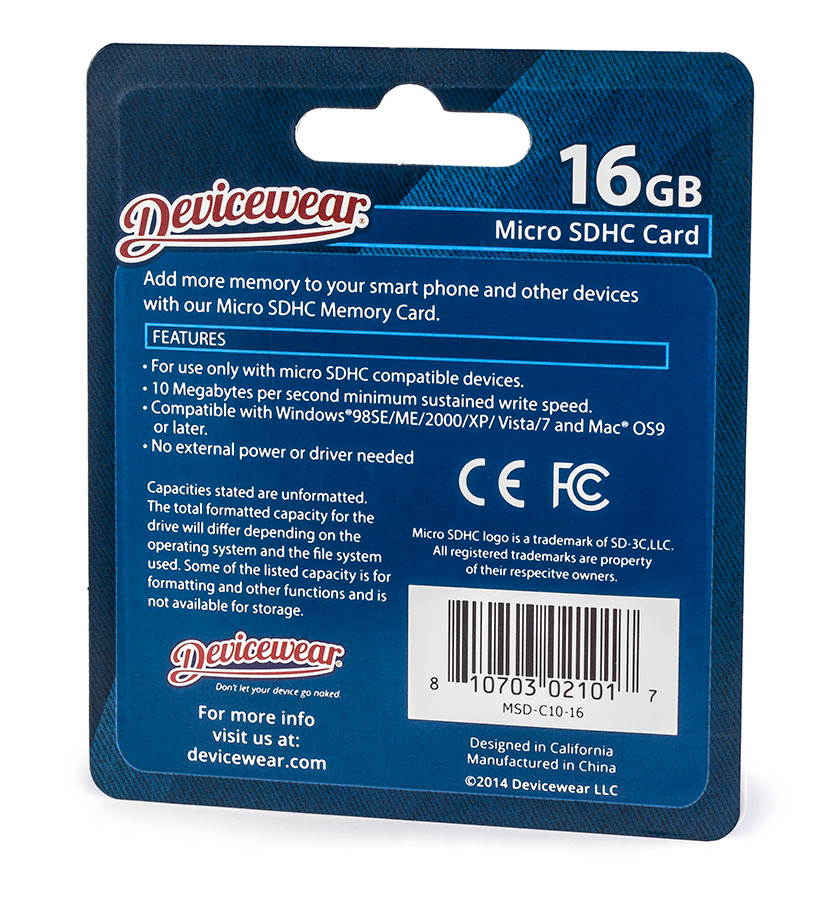Devicewear 16g micro SDHC class 10 Memory Card with adapter.