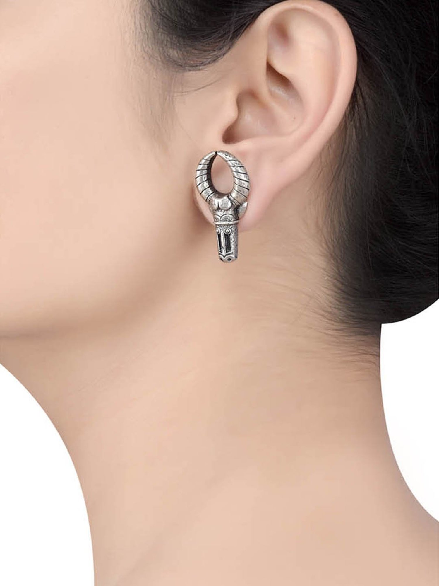 Tribe Amrapali Silver-Plated Tribal Mask Masaba Stud Earrings