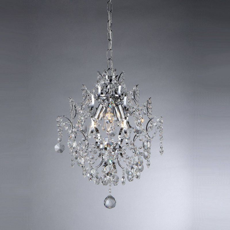 18" x 17" x 17" 3 Light Crystal Chandelier Silver - Warehouse of Tiffany