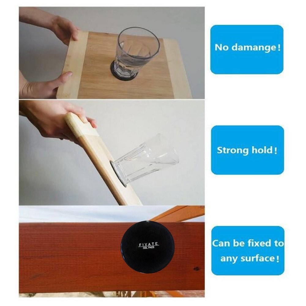 High Quality Fixate Sticky Anti-Slip Gel Pads Cushion [4 Pack], for Use on Glass Mirrors, Whiteboards, Metal Cupboards or tiles, Car GPS and more