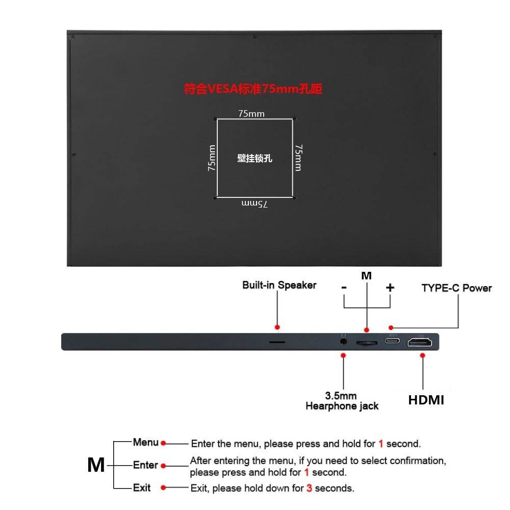 17.3 inch 144Hz portable computer monitor PC 1920x1080 HDMI 1080P IPS WLED computer gaming display high hertz 120Hz
