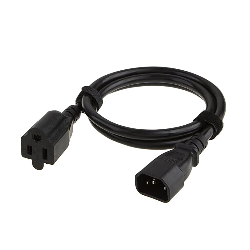 2-Pack] 3 Feet 18AWG C14 to C13 PDU Style Computer Power Extension Cable, 0.915M / Black