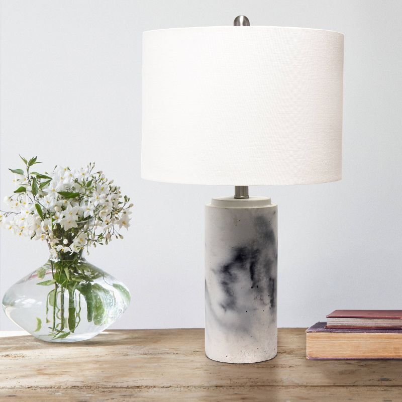 Marbleized Table Lamp with Fabric Shade White - Lalia Home