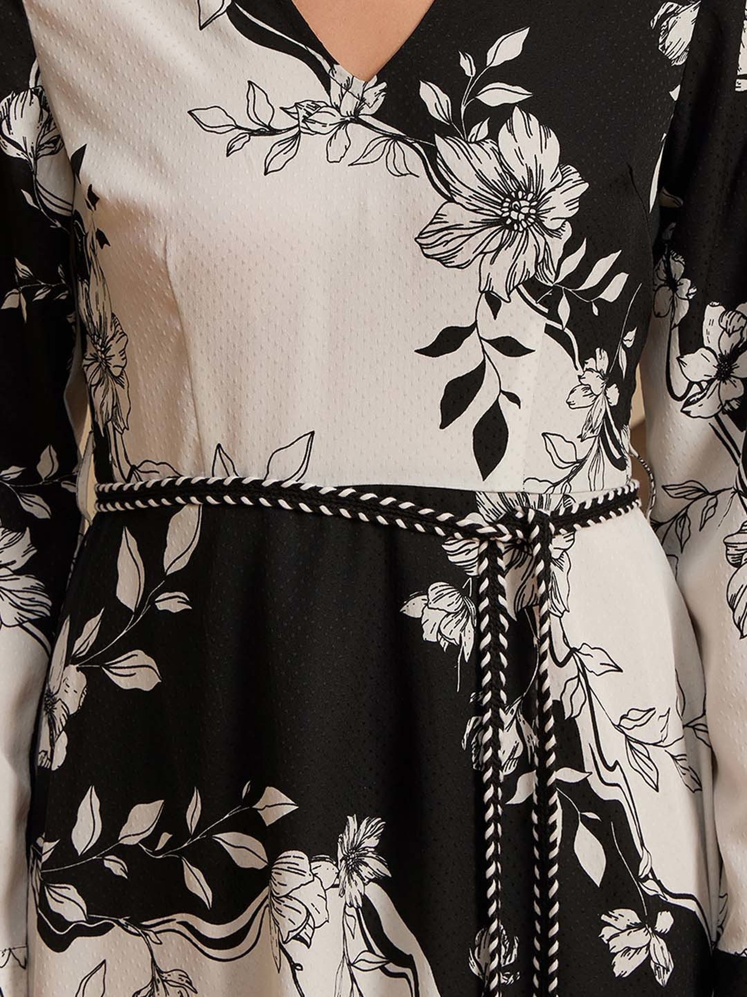 Kazo Black Printed Midi Dress