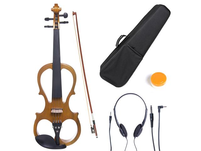 Cecilio 3/4CEVN-1Y Size 3/4 Electric Silent Solidwood Violin w/ Ebony Fittings in Style 1 - Metallic Maple