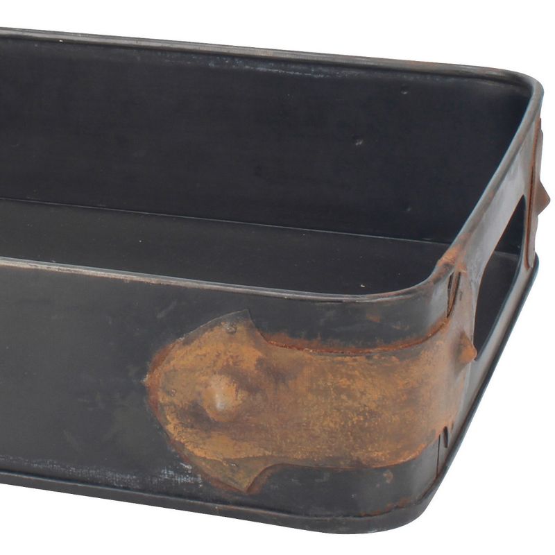 Slate Steel Tray with Rust Trim - Brown - Stonebriar