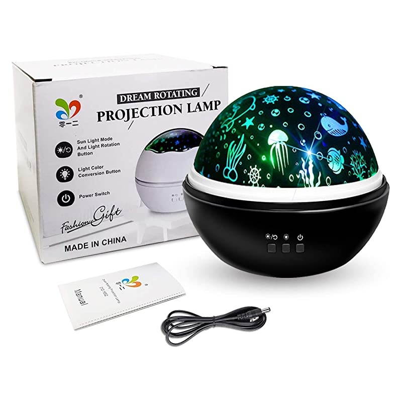 Light Projector Gift for Kids 8 Colors Rotating Baby Light Projector with Star and Ocean Theme for Children Adults Bedroom Living Room Holiday Decoration White