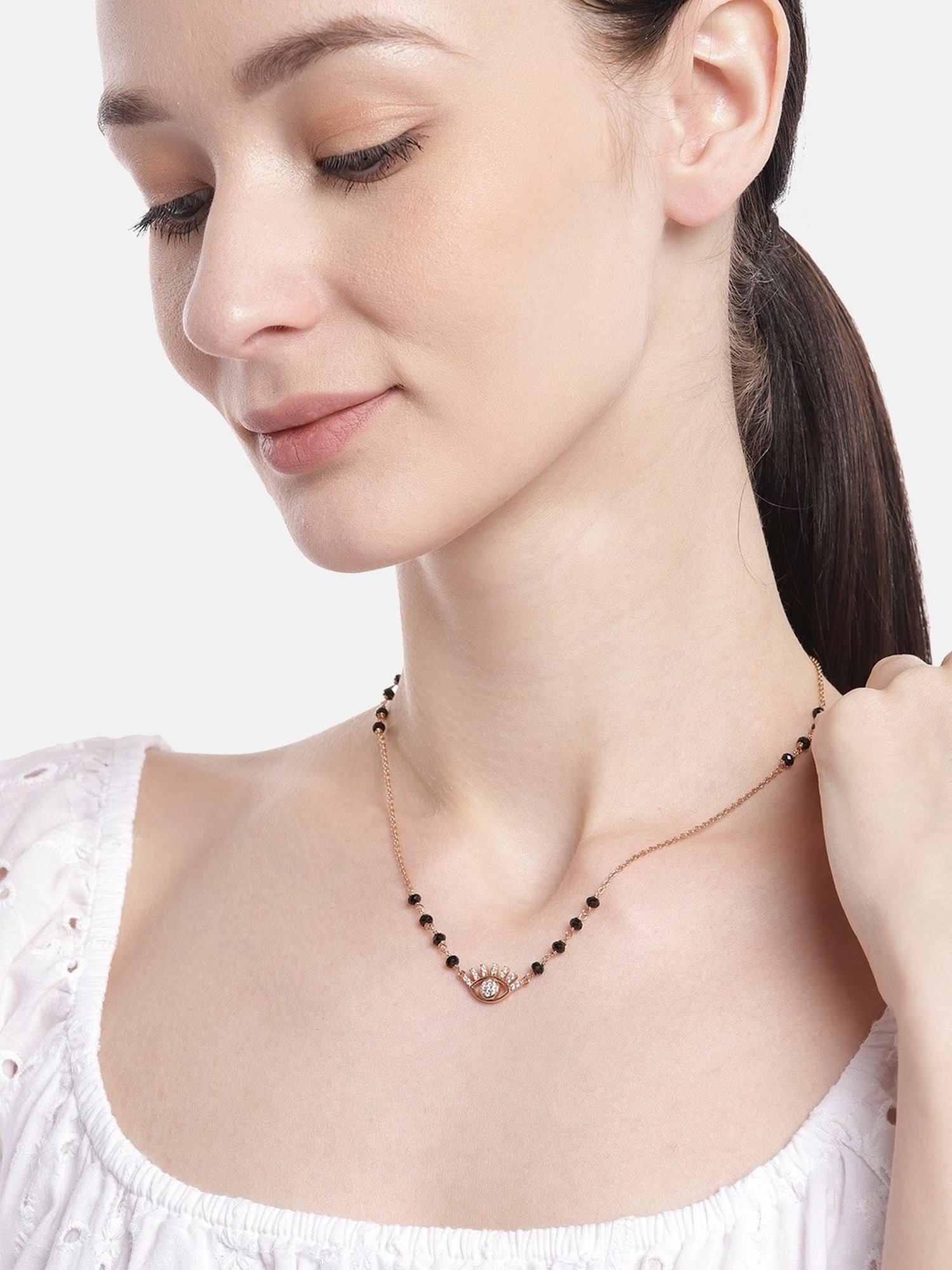 March by FableStreet 92.5 Sterling Silver Floral Mangalsutra for Women