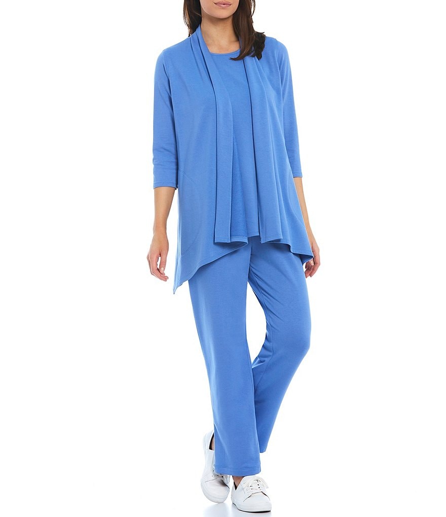 Caroline Rose French Terry Bamboo Side Draped Cardigan
