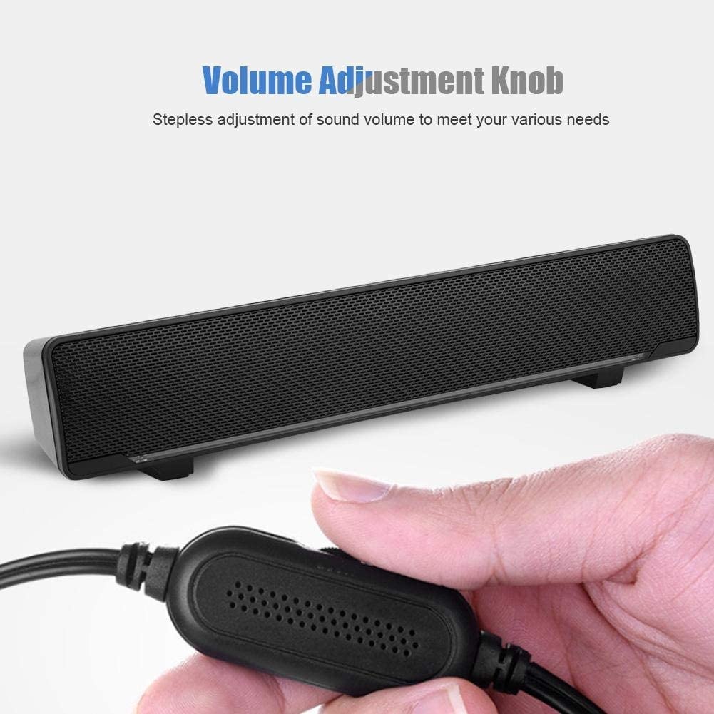 Vipxyc PC Soundbar, Portable USB Wired Stereo Speaker 3.5mm Input Music Player Lossless Bass Surround Sound Box for Desktop Laptop,TV, MP3, MP4 and More(Black)