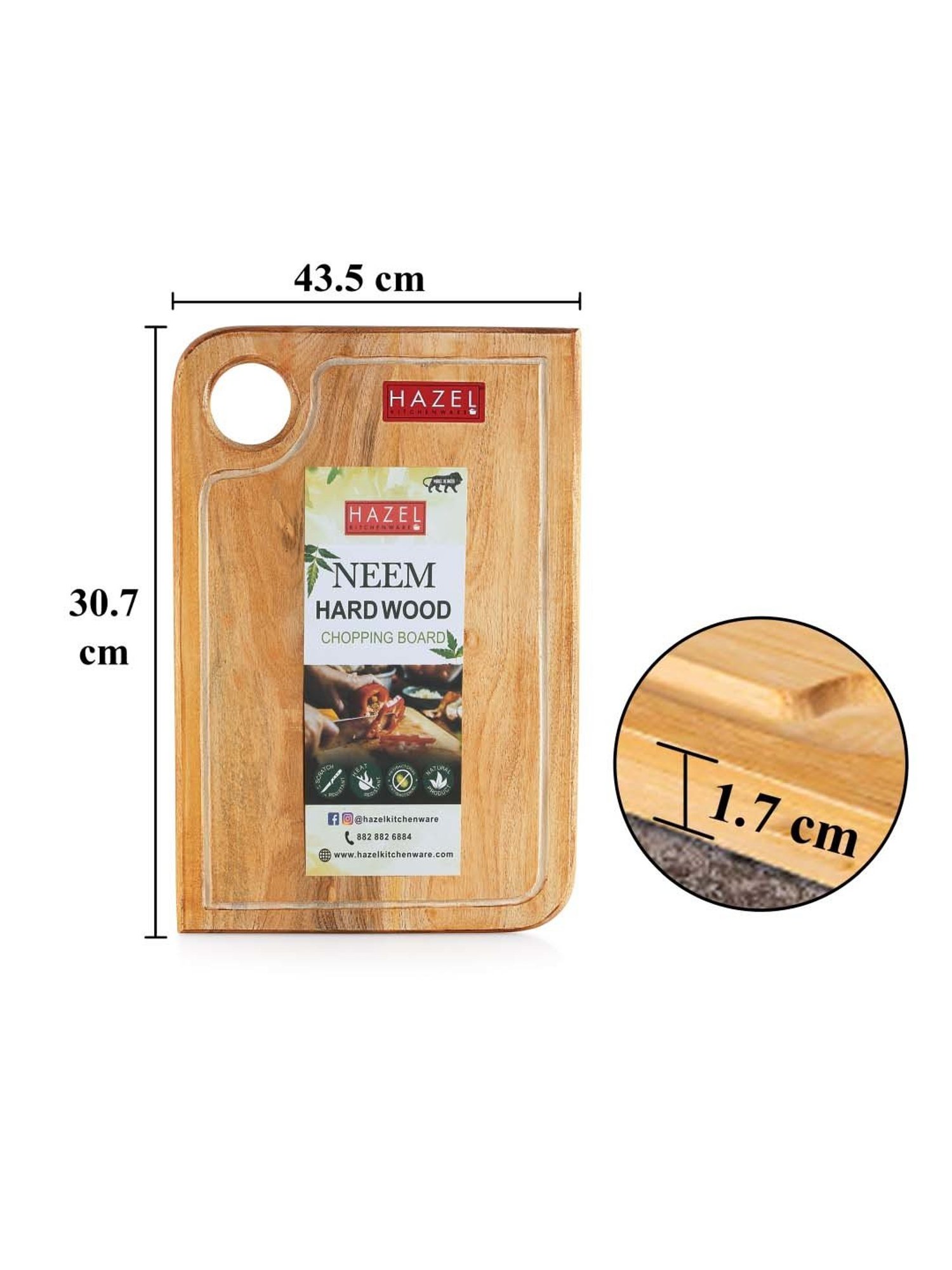 Crayton Natural Beige Mango Wood Chopping Board - Set of 1