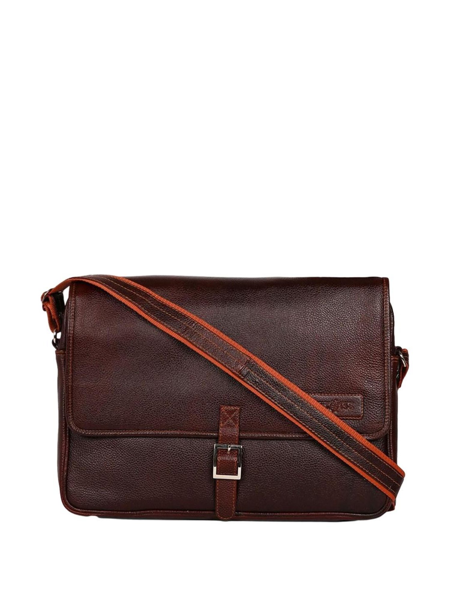 Tortoise Work Edition Mario Dark Brown Leather Medium Laptop Messenger Bag