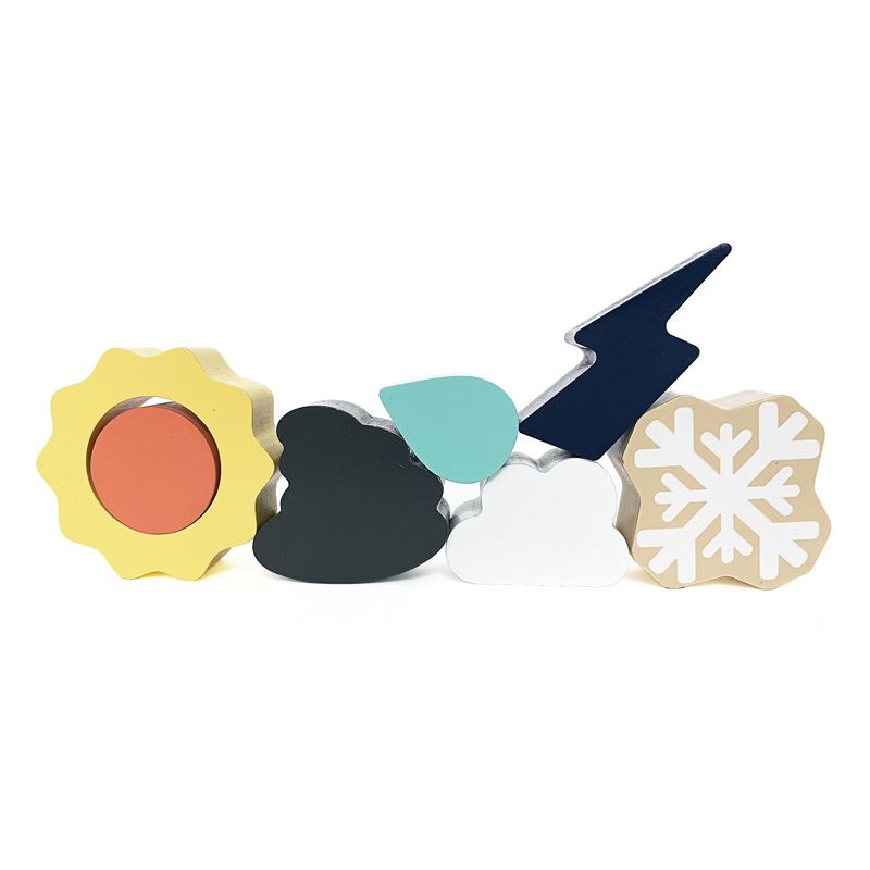 Leo & Friends Weather Shape Puzzle Kit with 6 Weather Wooden Pieces and 1 Board