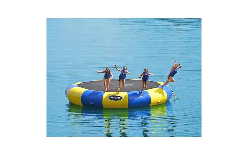 Costway 14 Ft Multicolored Trampoline Recreational Exercise w/ Safety Net Ladder