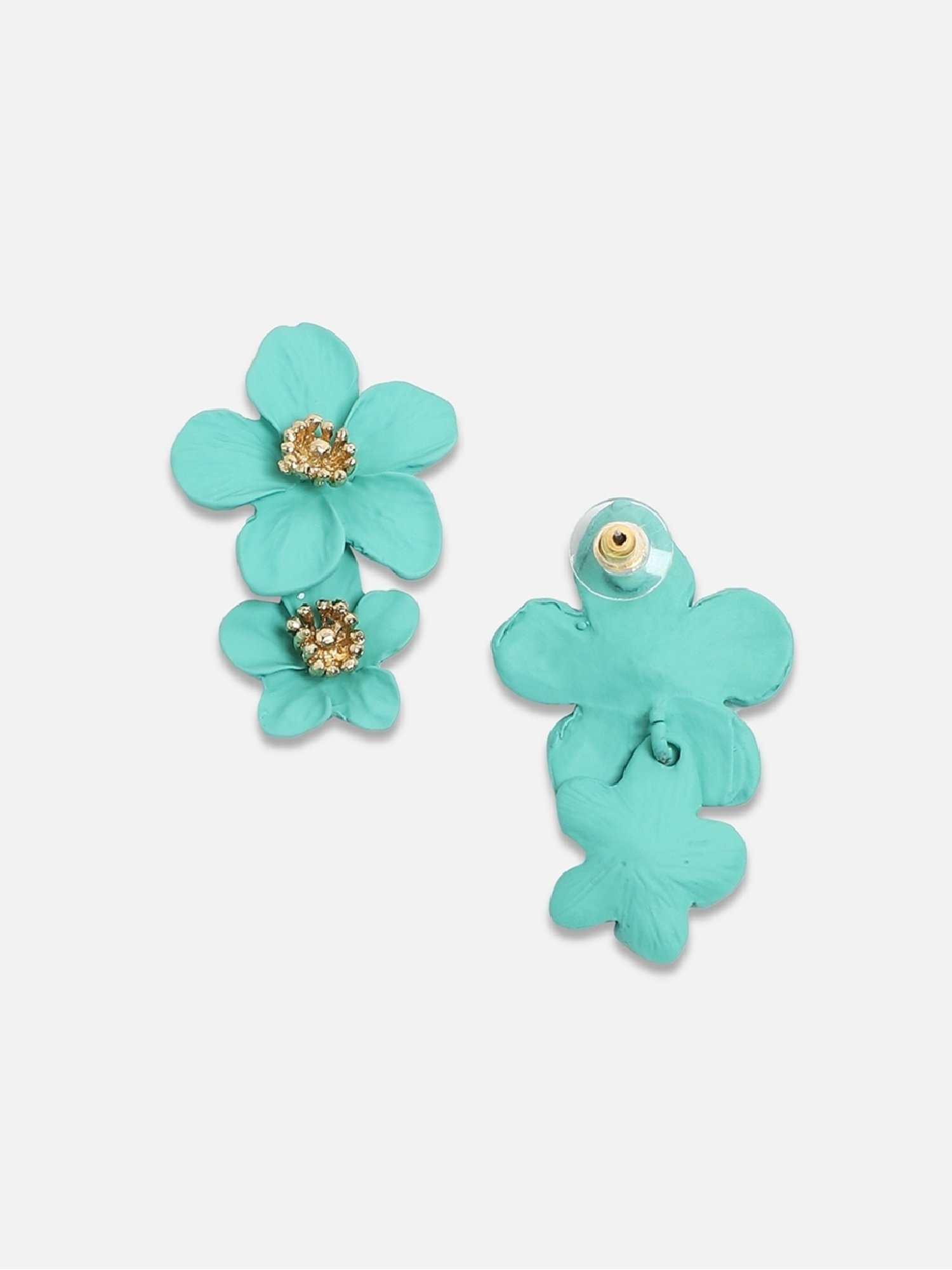 Sohi Women's Maxi Flora Drop Earrings  Aqua Blue