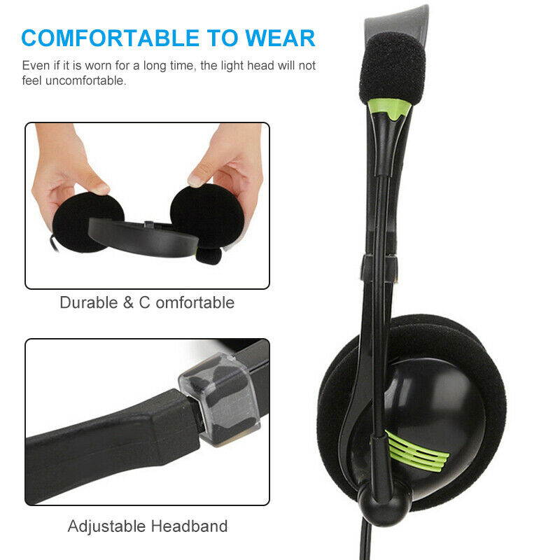 USB Headset with Microphone Noise Cancelling Computer PC Headset Lightweight
