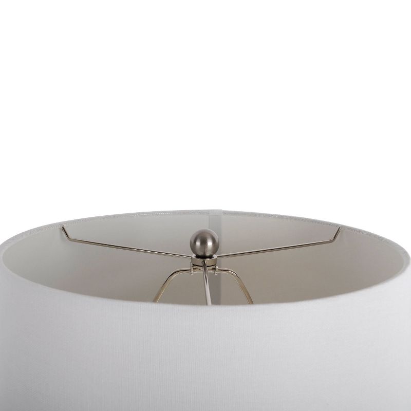 Translucent Glass Table Lamp Set with Brushed Steel Clear - Decor Therapy