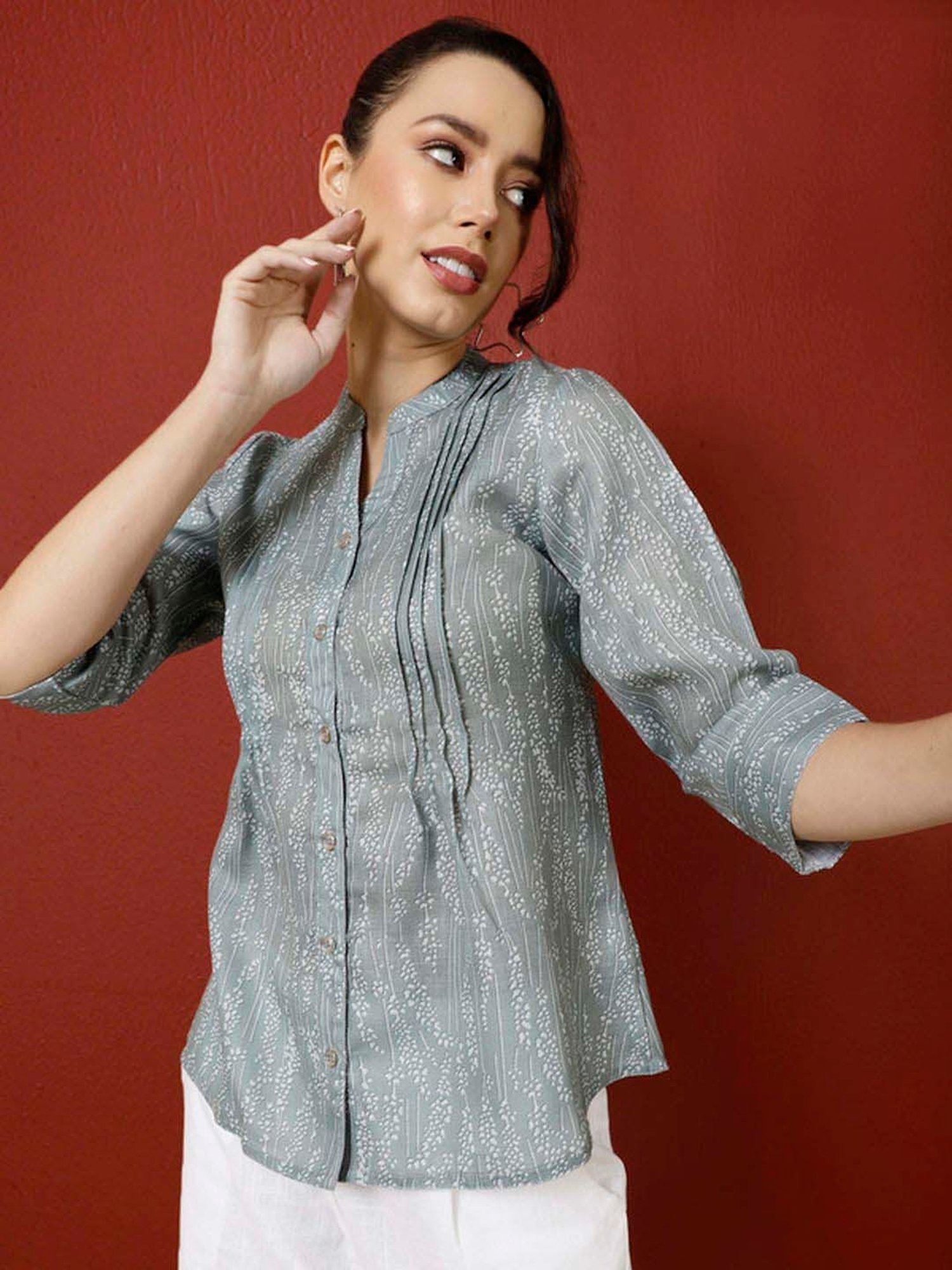 Jaipur Kurti Grey Printed Tunic