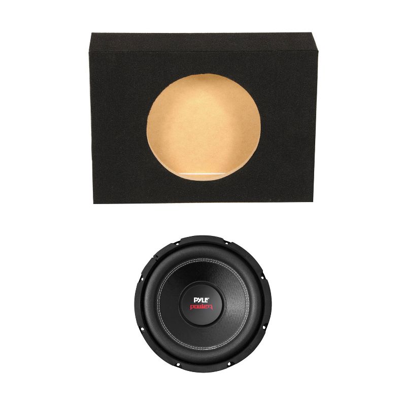 QPower Single 10 Inch Shallow Sealed Truck Subwoofer Enclosure Speaker Box and Pyle PLPW10D 1000 Watt DVC 4 Ohm Car Audio Subwoofer Speaker